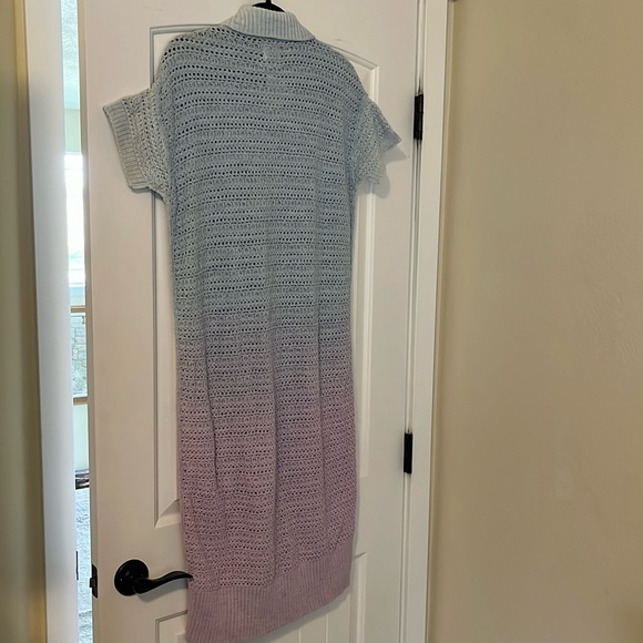 Free People Ombre Blue to Purple Open Stitch Alicia Crochet Cardigan XS NWT - Picture 4 of 12